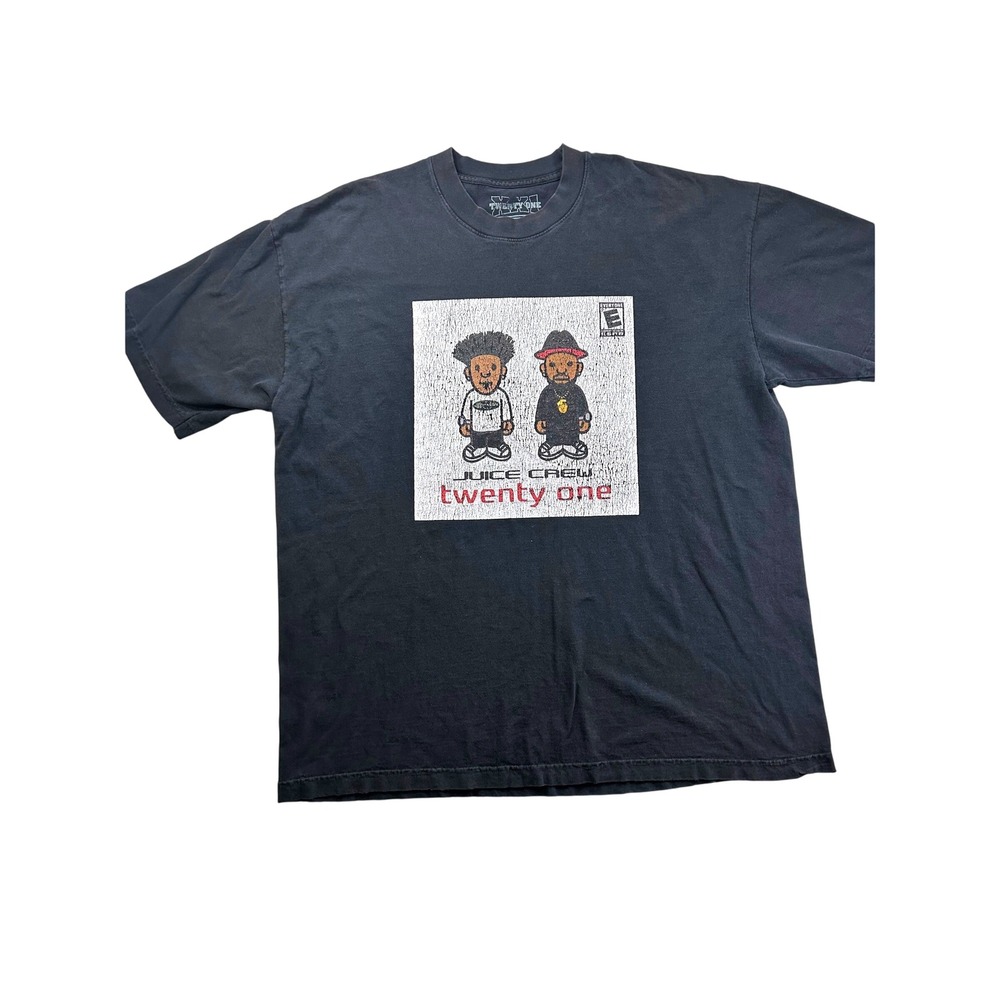 Twenty One Juice Crew Graphic T-Shirt Mens XL Black Short Sleeve Streetwear Tee